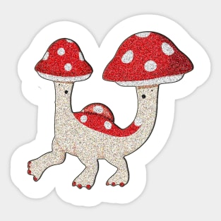 Red and White Mushroom Hat Brontosaurus A Simple Delight Sticker